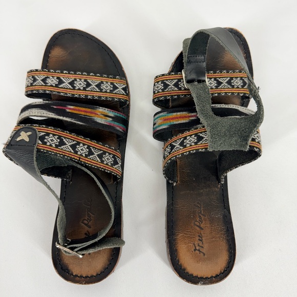 Free People Women’s Size 38 Balkan Black Leather & Material Sandals - Picture 16 of 17